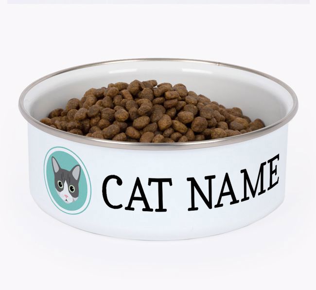 Name and Icon: Personalised {breedCommonName} Enamel Cat Bowl